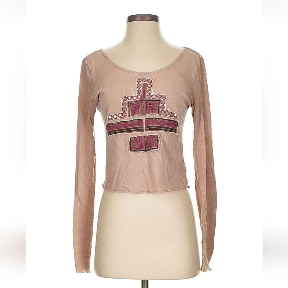 FREE PEOPLE Women's Long Sleeve Embroidered Top